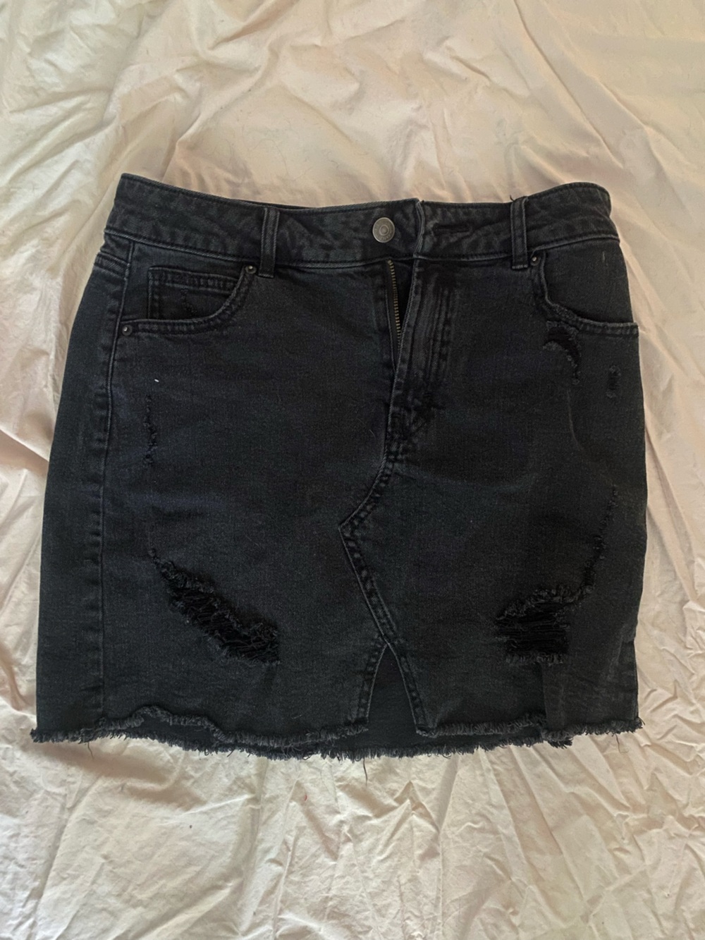 wild fable Black Distressed Denim Mini Skirt